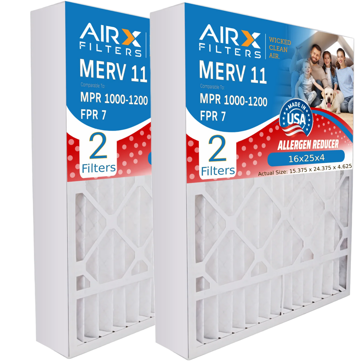 & MPR 11 TT-FM-1625 Made by to Air 16x25x4 1000, Comparable AIRX Furnace 1200 with Premium MPR Pack 2 CLEAN 16x25x4 Filter 7 FPR AIR. FILTERS Compatible Filter WICKED TopTech USA MERV